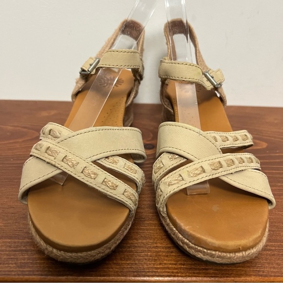 UGG Mairi Espadrille Wedge Buckle Strap Leather Sandal Neutral Boho Comfort 8.5 - Picture 7 of 14